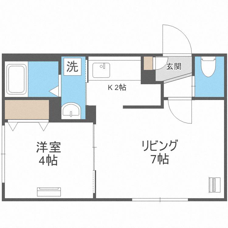 カーザフェリス平岸(1LDK/2階)の間取り写真