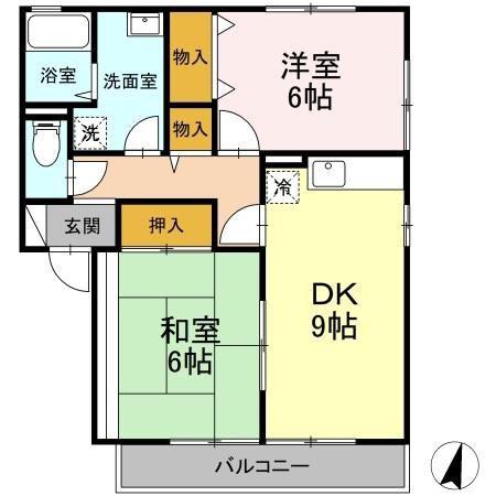 ヴェルドミール秋津 B棟(2DK/1階)の間取り写真