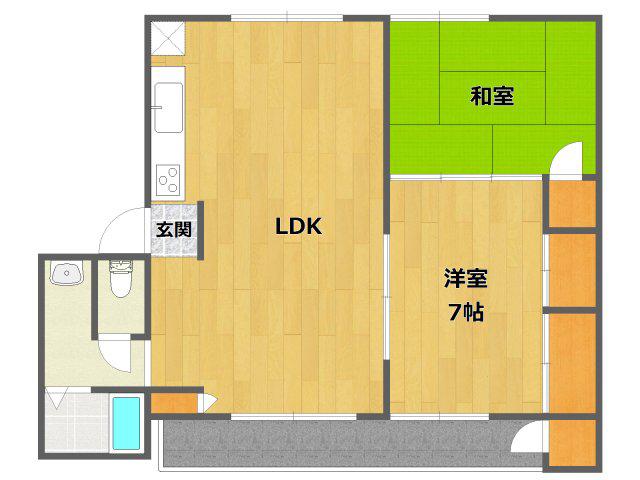 ハートフル車塚(2LDK/4階)の間取り写真