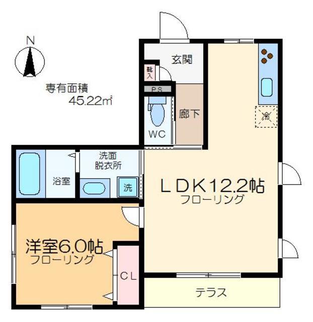 エクセルコート(1LDK/1階)の間取り写真