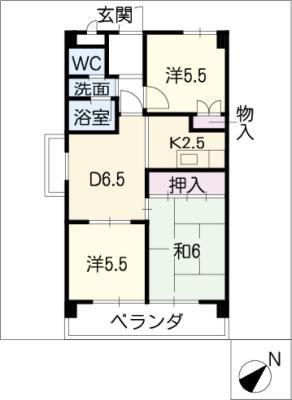 フェステ菊屋第6(3DK/6階)の間取り写真