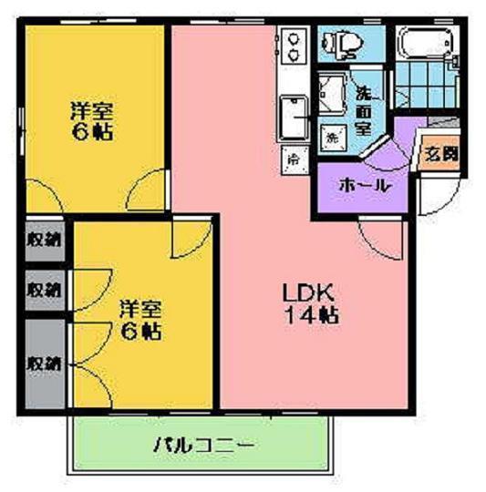 エトワールA(2LDK/2階)の間取り写真