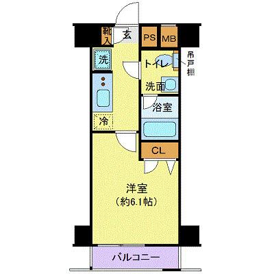 プレール・ドゥーク豊洲スクエア(1K/6階)の間取り写真