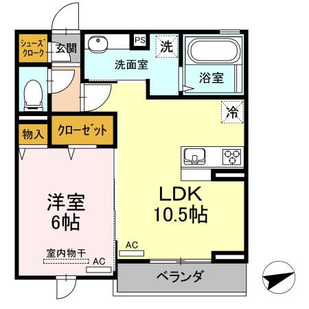 クリア南砂(1LDK/2階)の間取り写真