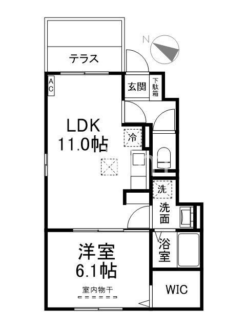 ラ・プリマベーラ(1LDK/1階)の間取り写真