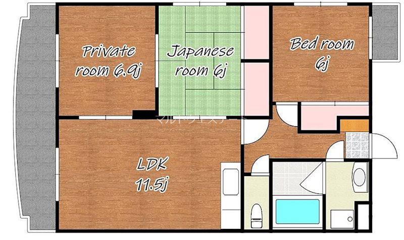 ソフィア・U(3LDK/2階)の間取り写真