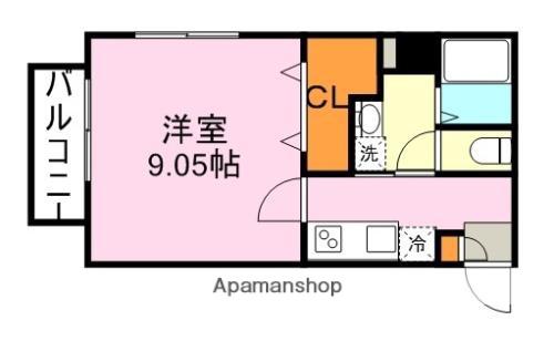 AS郡元(1K/4階)の間取り写真