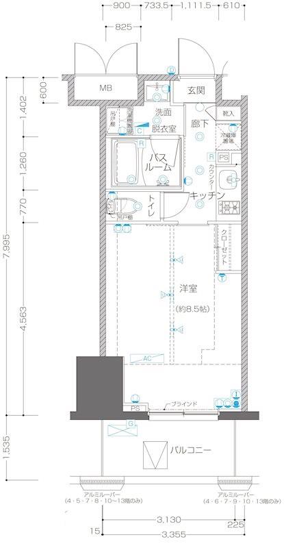 ZOOM川崎イースト(1K/5階)の間取り写真