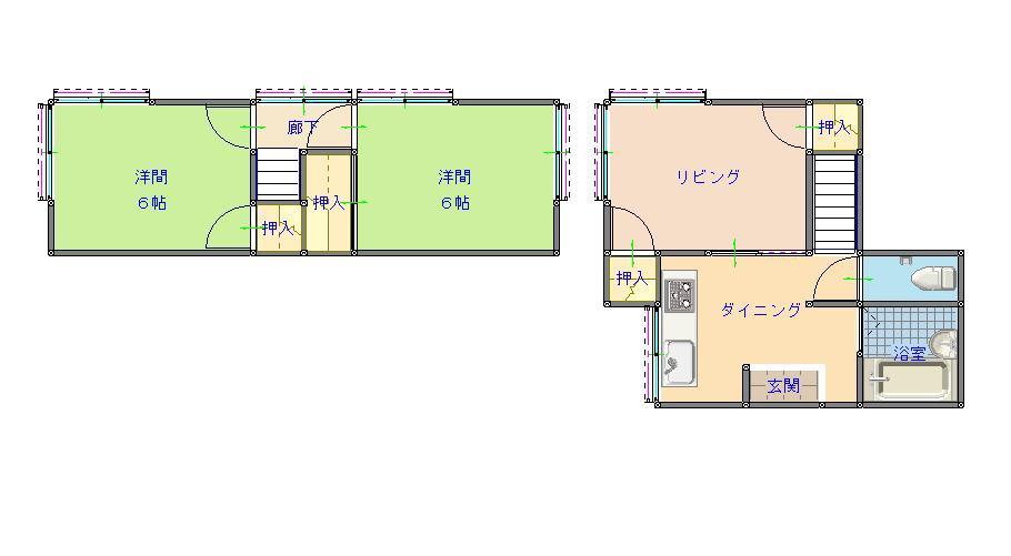 白木町C棟(3DK/2階)の間取り写真