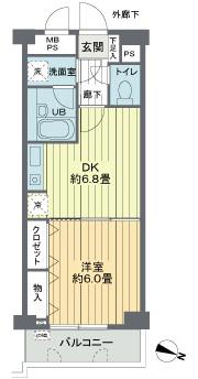 桜木町堂ノ下マンション(1DK/5階)の間取り写真