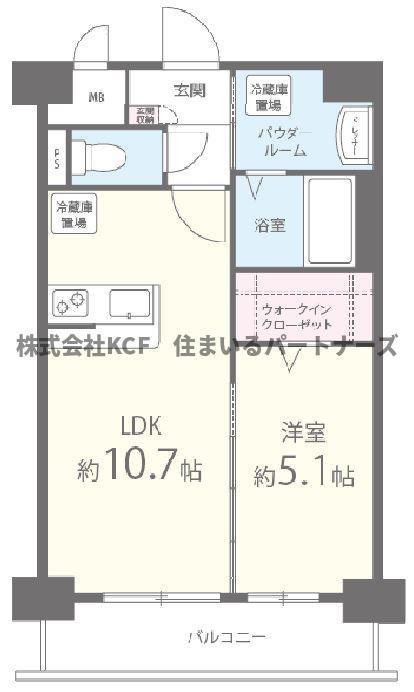 グランドシャトー花畑T・S(1LDK/6階)の間取り写真