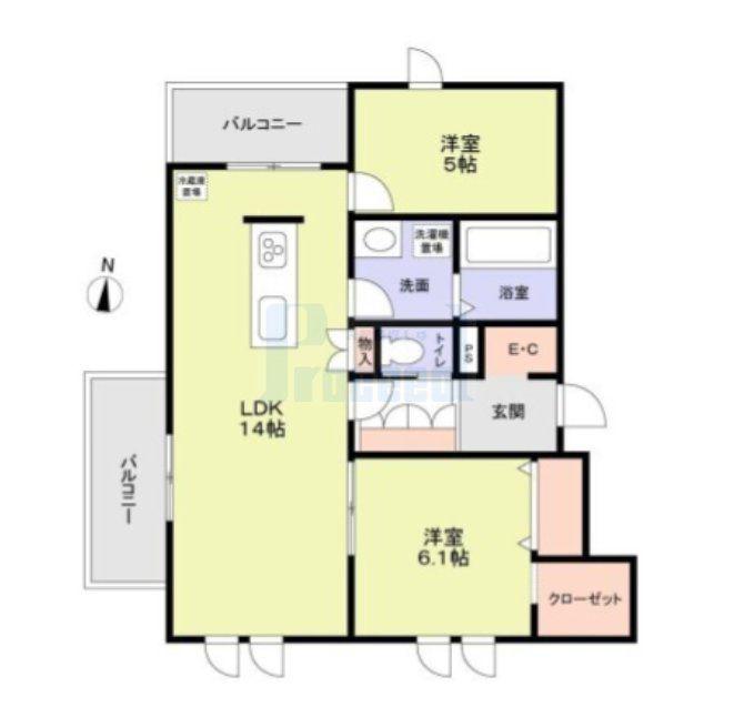 CENTRAL CREST(2LDK/2階)の間取り写真