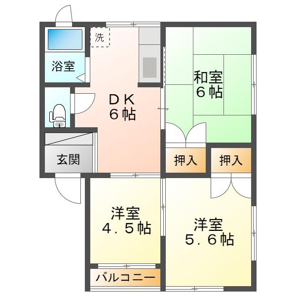 ベルハイツ(3DK/2階)の間取り写真
