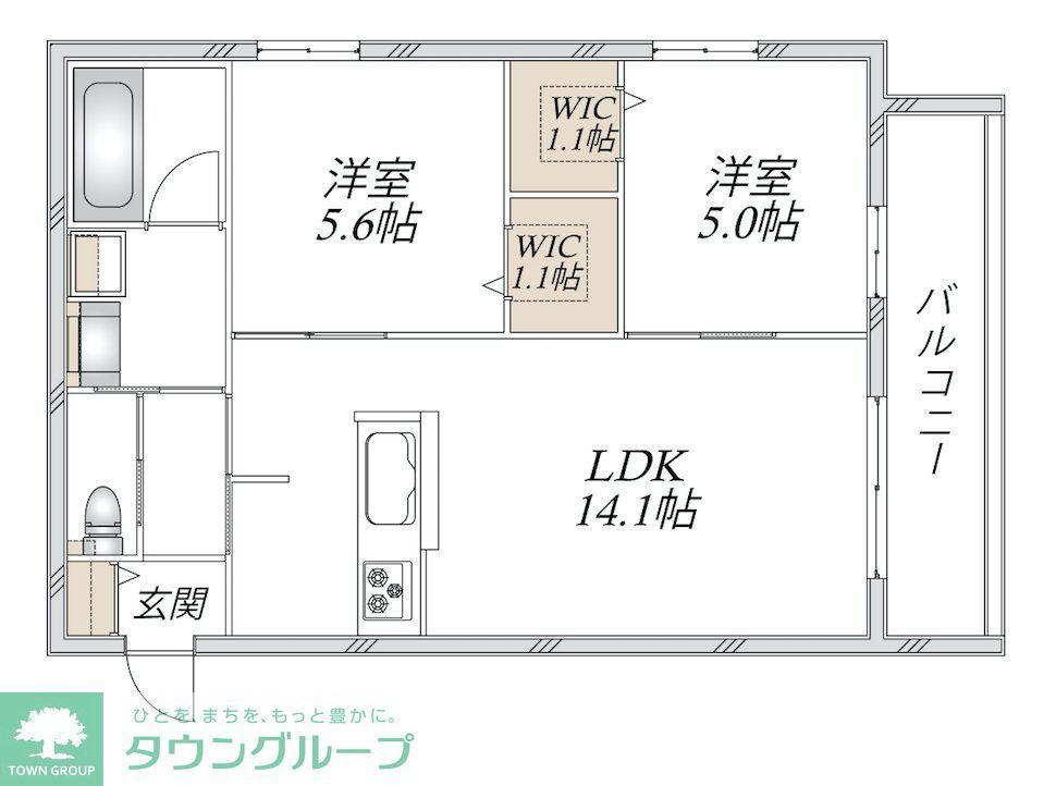 新石川1丁目メゾン東棟(2LDK/3階)の間取り写真