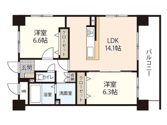 マーガレットテラス(2LDK/2階)の間取り写真
