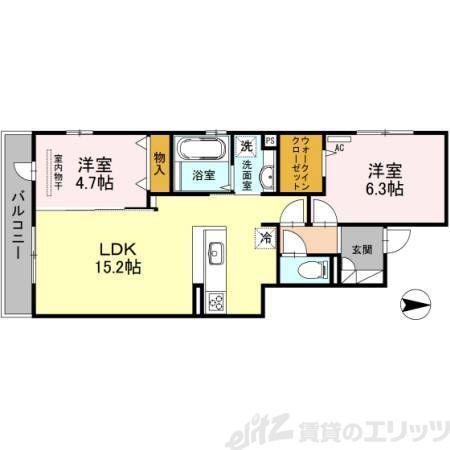 ファミール大池(2LDK/3階)の間取り写真