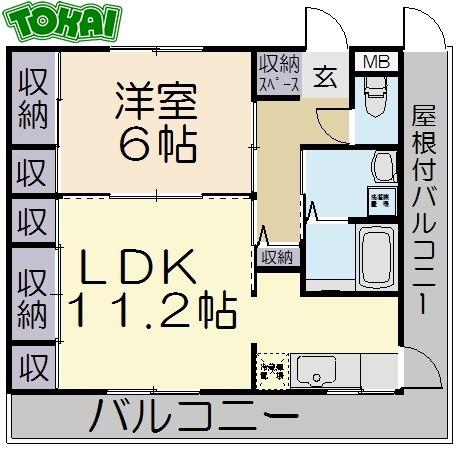 リューブリエ(1LDK/2階)の間取り写真