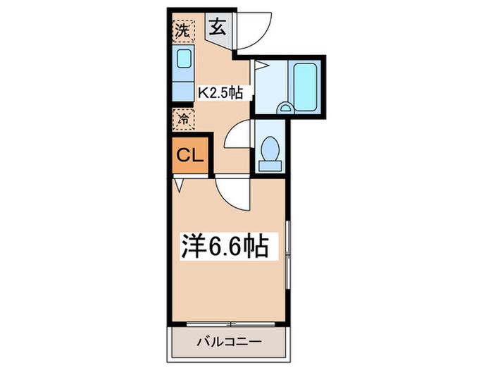 CALMCOURT(1K/2階)の間取り写真