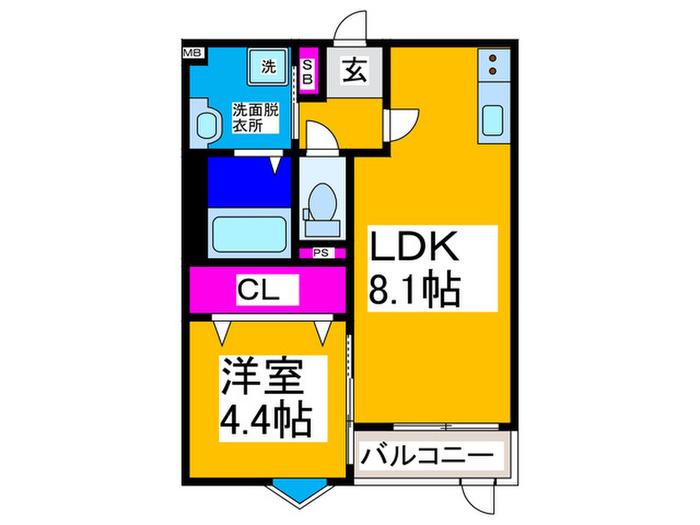 REGIES京都梅小路(1LDK/1階)の間取り写真