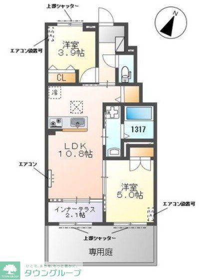 草加市青柳6丁目アパート工事(2LDK/1階)の間取り写真