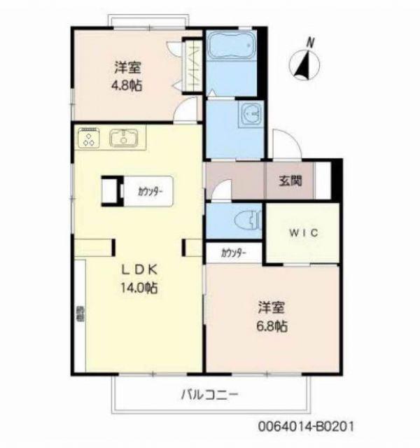ドミール・ド・エルB(2LDK/2階)の間取り写真