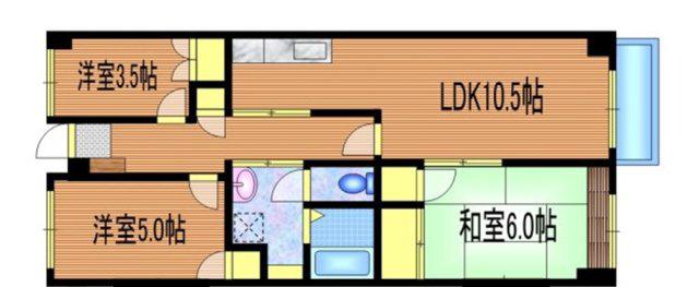 サンフラットむさしの(3LDK/3階)の間取り写真