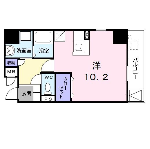ベルアンジュ(ワンルーム/2階)の間取り写真