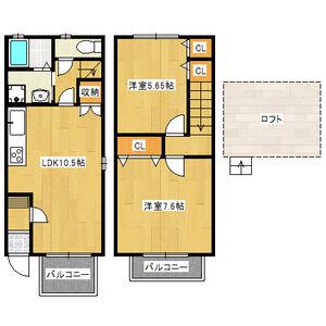 プリビレッジB(2LDK/1階)の間取り写真