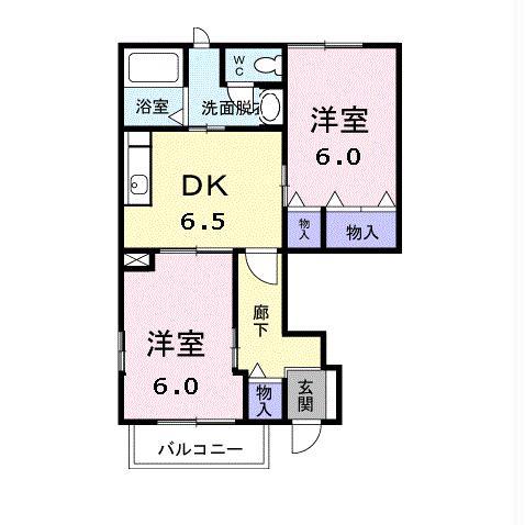 チェリッシュ(2DK/1階)の間取り写真