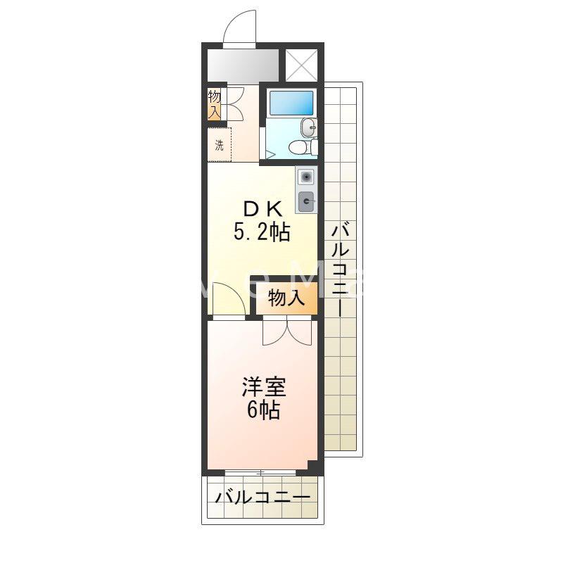 パルレ瑞ケ丘(1DK/2階)の間取り写真