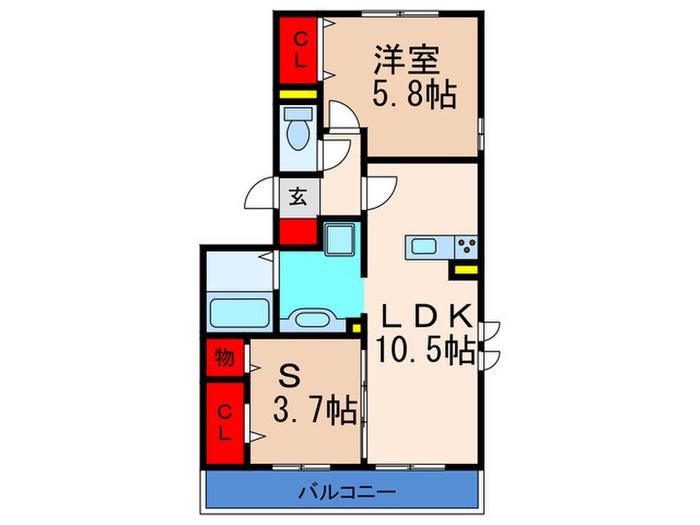 サニーコート(1SLDK/2階)の間取り写真