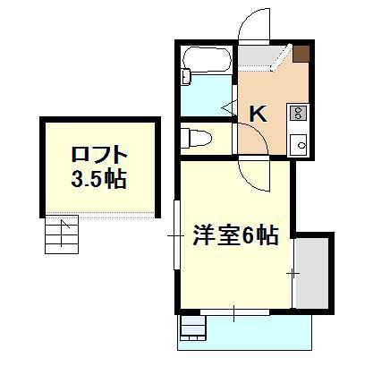 岡山ユタカマンション(1K/2階)の間取り写真
