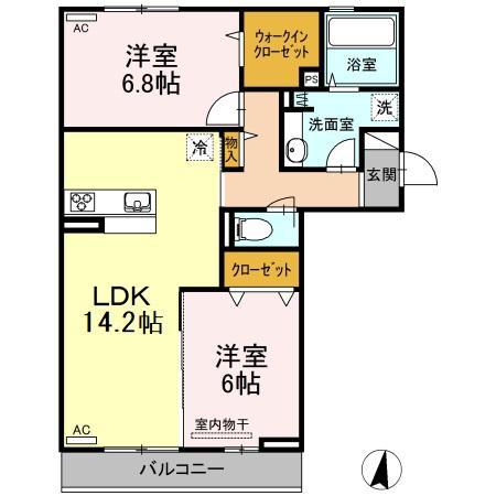 ルミエール(2LDK/3階)の間取り写真