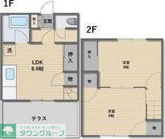 ラ・フォンテ榛東2号棟(2LDK/1階)の間取り写真