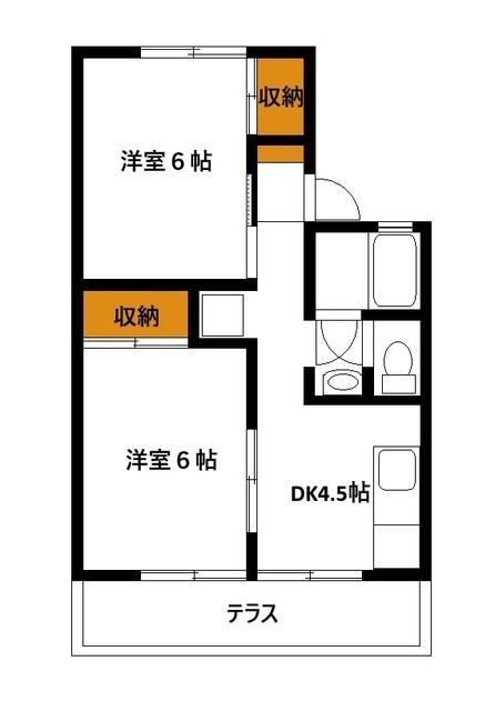 シティハンター(2DK/1階)の間取り写真
