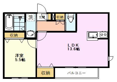 プレジール(1LDK/2階)の間取り写真