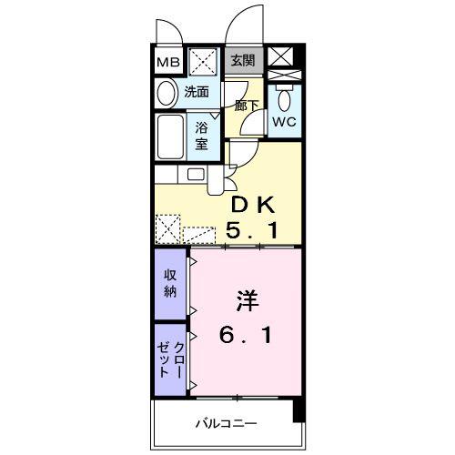 アベンシスつつじヶ丘(1DK/4階)の間取り写真