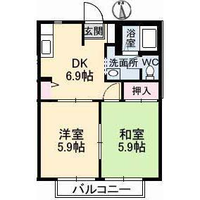パークボナベンチャーハイツ(2DK/1階)の間取り写真