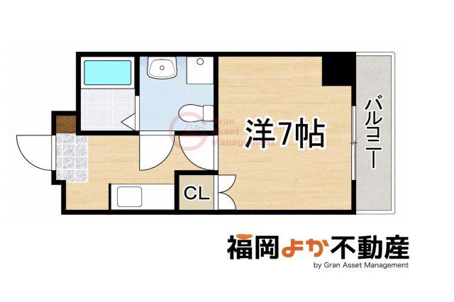 アンキナーズ唐人町(1K/4階)の間取り写真