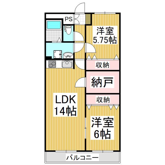 パークヒルズ黒田(2LDK/1階)の間取り写真
