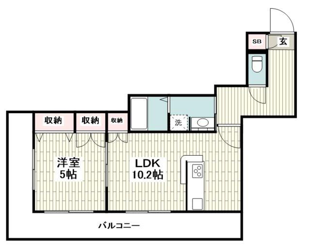 HUGEL RISE ヒューゲルライズ(1LDK/2階)の間取り写真