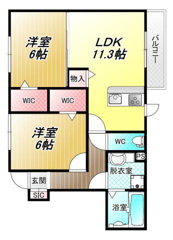 セント コリーヌ A棟(2LDK/1階)の間取り写真