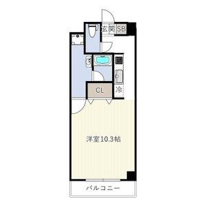 HERBE入船(1K/6階)の間取り写真