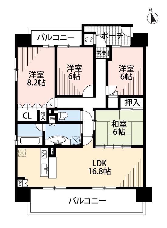 藤和シティーホームズ戸崎元町(4LDK/3階)の間取り写真