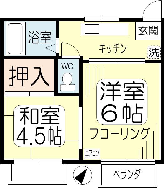 コーポポニー(2DK/2階)の間取り写真