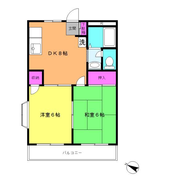 メゾン八木下(2DK/1階)の間取り写真