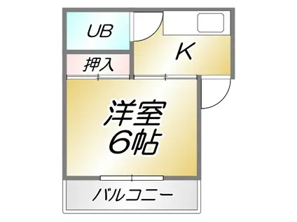 京阪本線香里園 最上階 日当り良好(1K/4階)の間取り写真