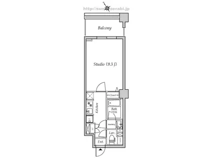 ヴィドカンパーニュ港北ル・ソレイユ(1K/4階)の間取り写真