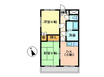 稗田アカマツハイツ(2DK/3階)の間取り写真