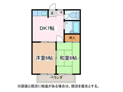 タカギハイツ豊丘B(2DK/2階)の間取り写真